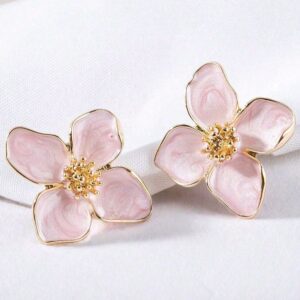 Pink Floral Stud Earrings